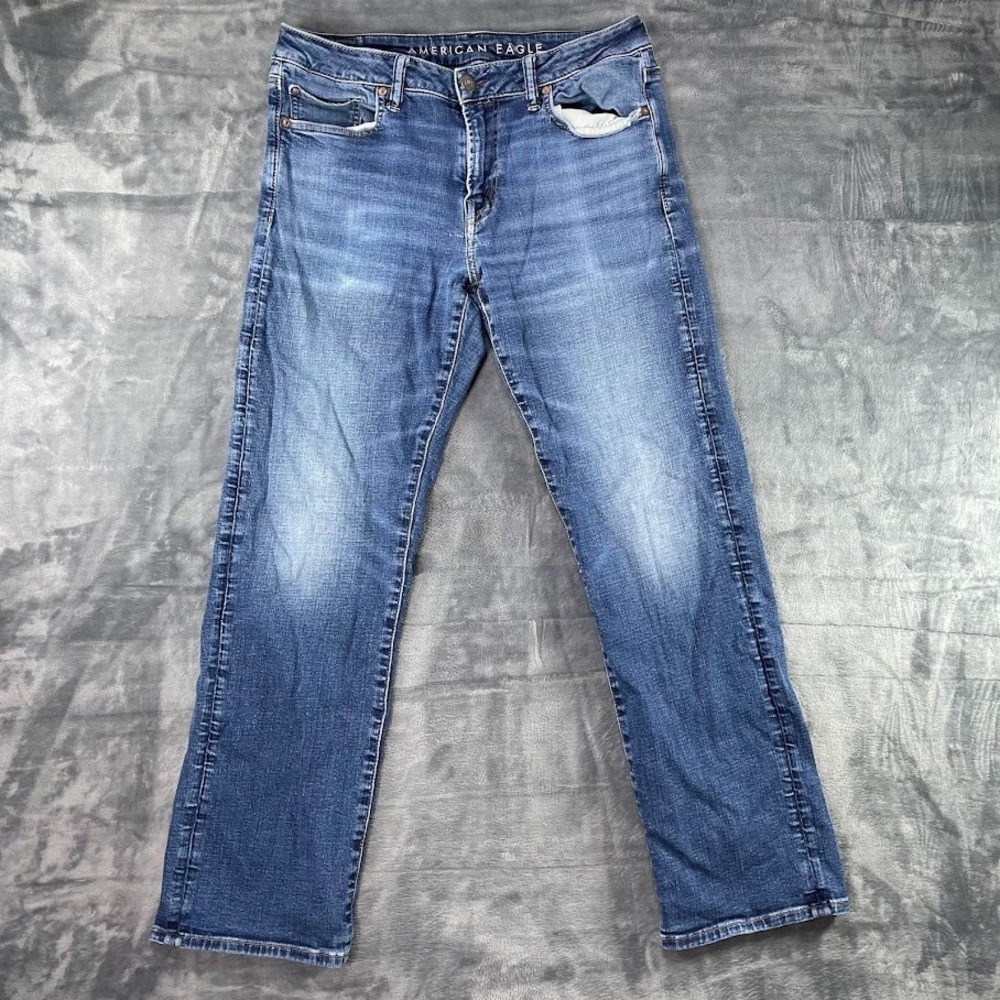 American Eagle Jeans Mens 32x32 Fits 32x30‎ Blue Denim Original Bootcut Stretch